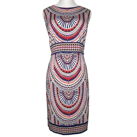 Chico's Size 4 Multicolor Sleeveless Sheath Tribal Disc Dress - Picture 5 of 9